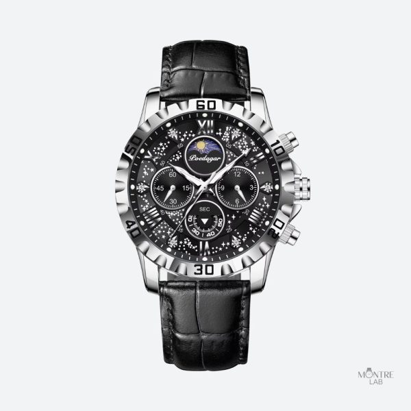 Chronographe élégant pour homme, design rond