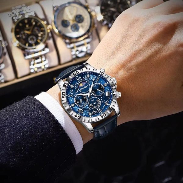 Montre chronographe homme, verre saphir durable