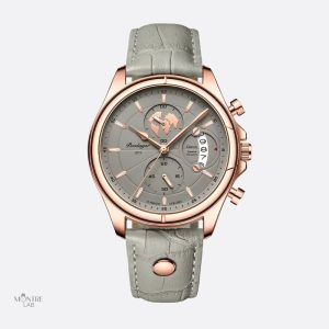Montre Homme Quartz Ronde Cuir Gris Lumineuse