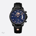 Montre Ronde Homme Cuir Gris avec Indicateur Lumineux