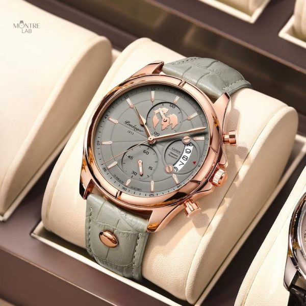 Design sobre : Montre Homme Quartz Lumineuse en Cuir