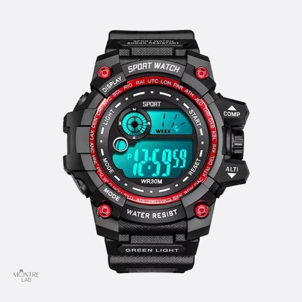 Montre digitale homme, design sportif et résistant