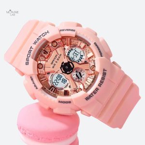 Montre sportive digitale pour femme, design robuste
