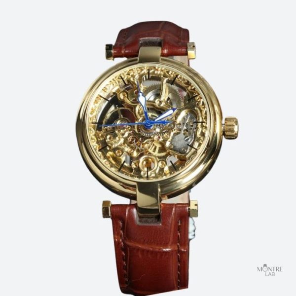 montre-squelette-femme-automatique-cuir-marron-1 Montre squelette automatique femme en cuir marron