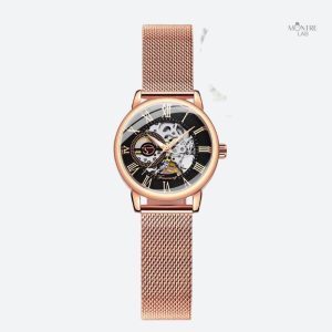 Montre squelette femme avec mécanisme apparent