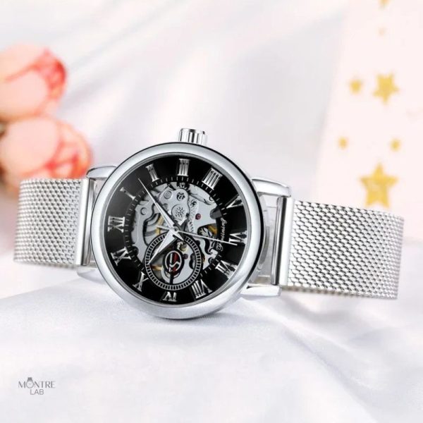 Accessoire féminin : montre squelette automatique