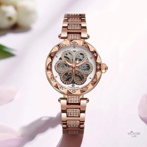 Montre métal femme avec design squelette élégant