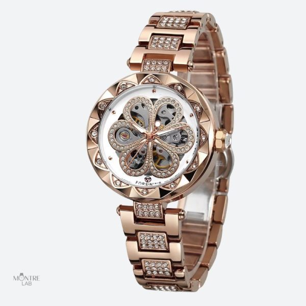 Accessoire féminin : montre squelette ornée de strass
