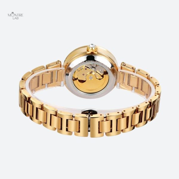 Élégante montre squelette femme en métal avec strass