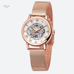 Montre Squelette Femme Ronde en Métal