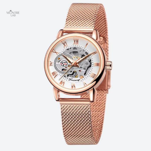 montre-squelette-femme-ronde-metal-1 Montre Squelette Femme Ronde en Métal
