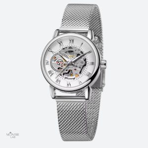 Montre Ronde Métal avec Mécanisme Squelette