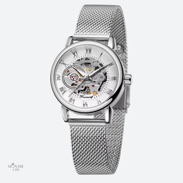 Montre Ronde Métal avec Mécanisme Squelette