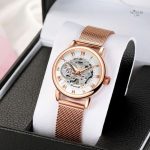 Design Ronde Métal : Montre Squelette Féminine