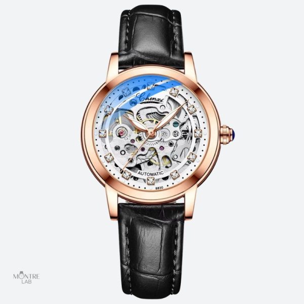 Style sophistiqué : montre squelette étanche