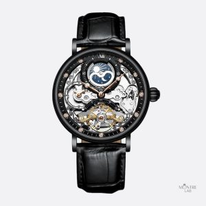Tourbillon élégant sur montre squelette