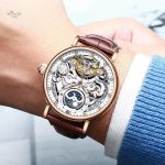 Design unique de montre squelette masculine