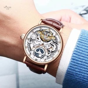 Design unique de montre squelette masculine