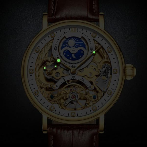 Montre squelette avec affichage de phase de lune