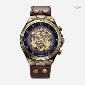Montre squelette homme bronze, mécanique automatique