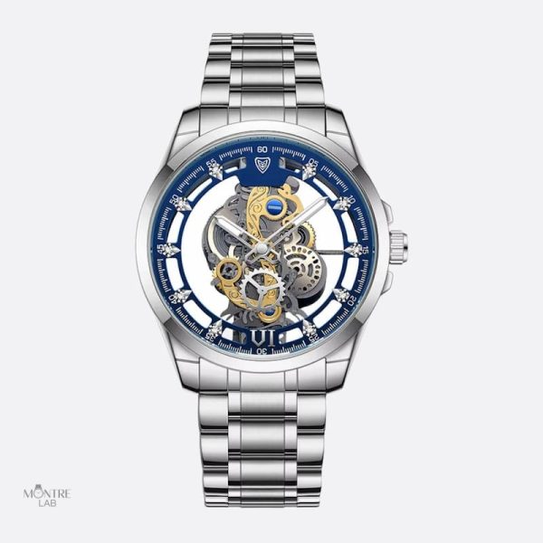 Accessoire en acier doré, montre à quartz lumineux