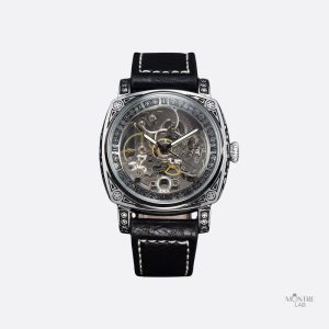 Montre squelette homme design gravé élégante