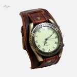 Montre vintage quartz homme avec bracelet en cuir