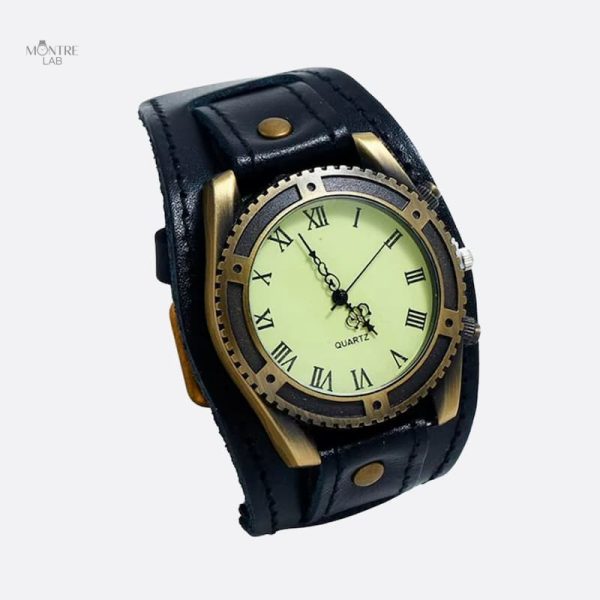Cadran romain élégant sur montre rétro pour homme