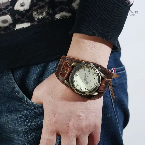 Bracelet cuir classique pour montre vintage masculine