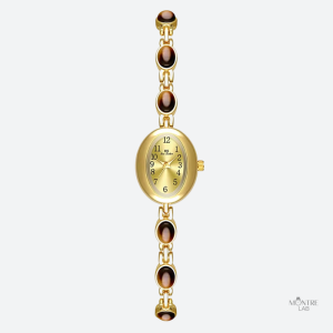Montre vintage femme avec bracelet maille et pierre