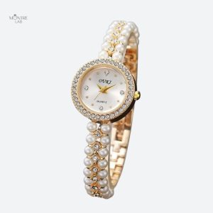 Design raffiné de montre vintage avec perles