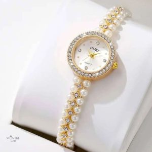 Montre féminine vintage avec bracelet en perles