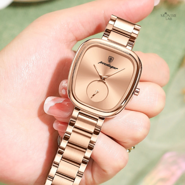 Montre femme dorée au look rétro étanche
