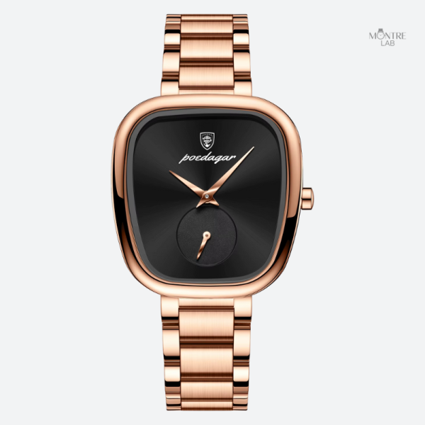Montre féminine vintage en doré rose imperméable