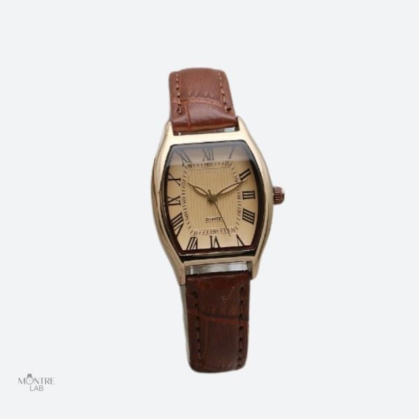 Accessoire vintage femme, montre étanche au design tonneau