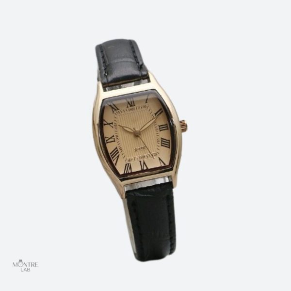 Montre étanche pour femme, style vintage en forme de tonneau