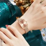 Montre Femme Classique à Maille Dorée