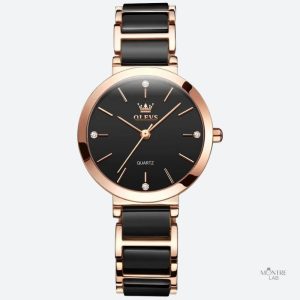 Montre Femme Ronde au design Vintage en Or Rose