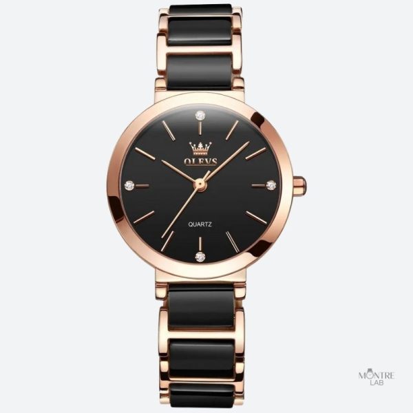 Montre Femme Ronde au design Vintage en Or Rose
