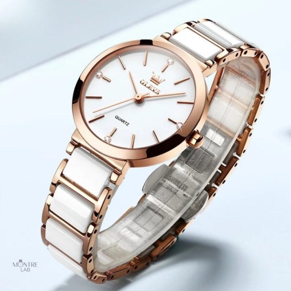 Accessoire élégant pour femme, montre vintage or rose