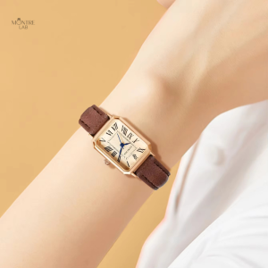 Montre femme en cuir au design rétro élégant