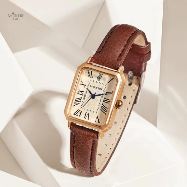Montre rétro en cuir, accessoire parfait pour femme