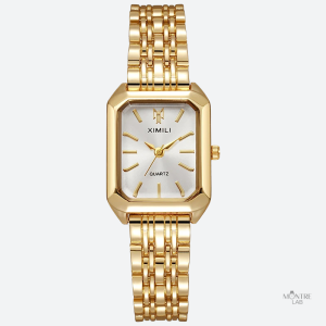 Montre vintage femme rectangle dorée en métal