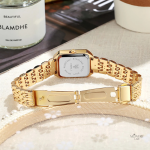 Design vintage doré, montre rectangle pour femme