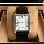 Montre carrée en cuir pour homme, style rétro