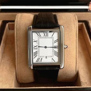 Montre carrée en cuir pour homme, style rétro