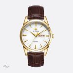 Montre vintage homme cuir marron quartz élégante