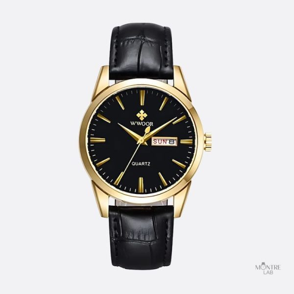 Montre homme quartz avec bracelet en cuir marron