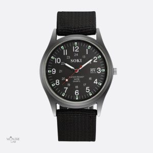 Montre Vintage Militaire Homme Quartz avec bracelet en nylon