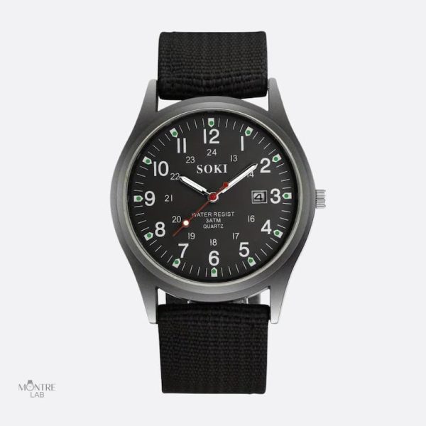 montre-vintage-homme-quartz-nylon-1 Montre Vintage Militaire Homme Quartz avec bracelet en nylon